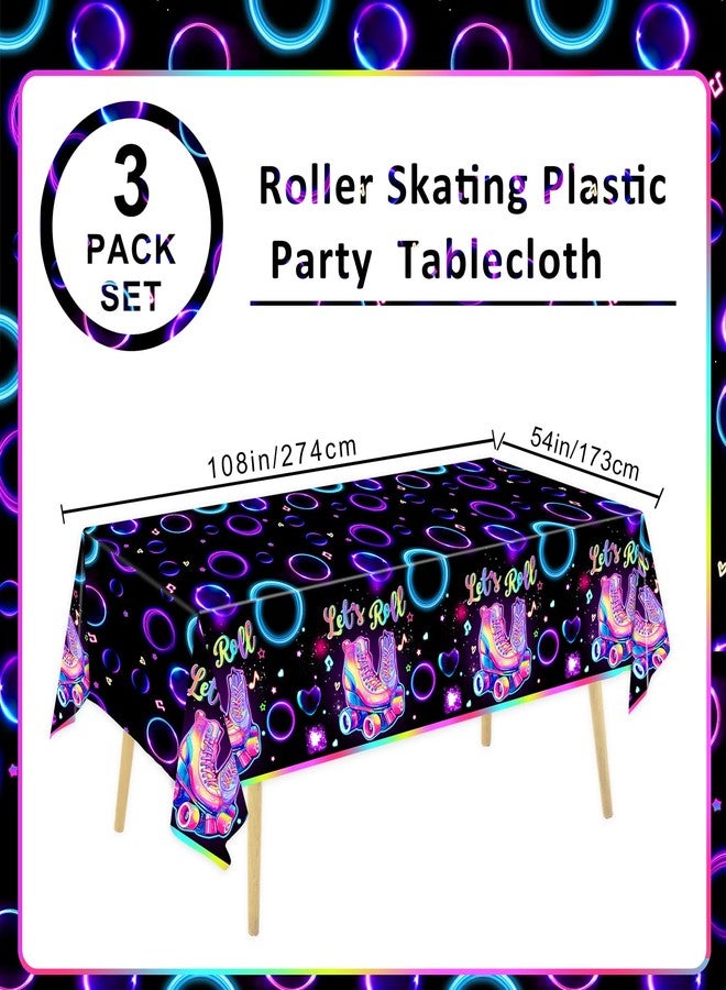 LINHAXM 3 Pack Roller Skating Tablecloths, Roller Skating Party Decorations, Let’s Roll Tablecloth for Roller Skate Birthday Party Decorations, 54 x 108 Inch - Image 2